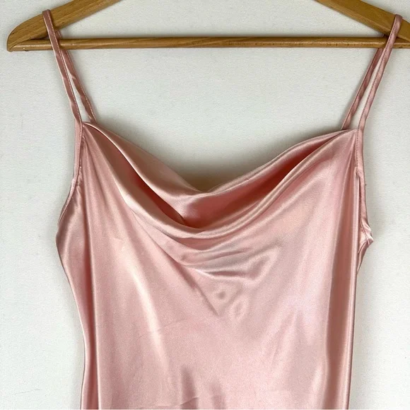 Bebe Cowl Neck Satin like Slip Midi Dress